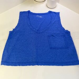 Aerie Royal Blue Crop Tank Top with Pocket XS
